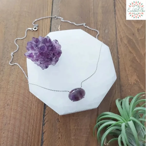 Amethyst Serenity & Peace Silver 15-17 inch Necklace